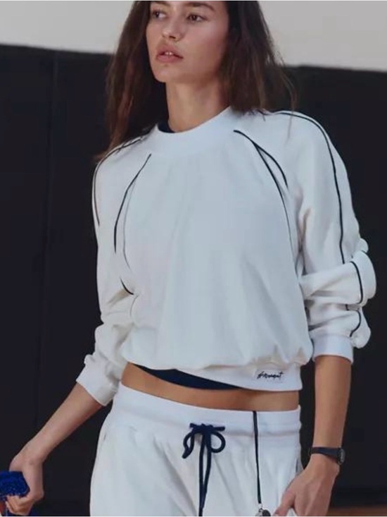 free people movement Sweaters - Free People FP Movement White Cropped Sweatshirt XS Black Piping